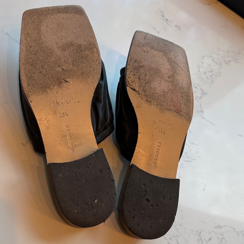 Wandler Mila Puffy Lambskin Flat Sandal Slip-On Mule Black Color Size 38 US 8.5 - Picture 10 of 15